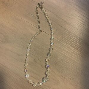 Crystal Bead Statement Necklace - Clear Aurora Borealis